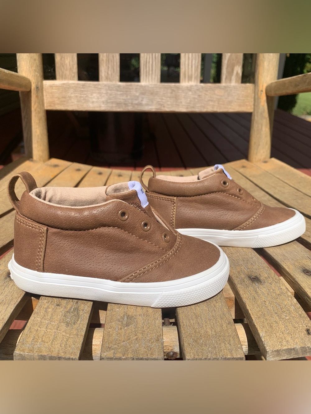 TOMS Kids Brown Canvas Slip-On Sneakers with White Soles